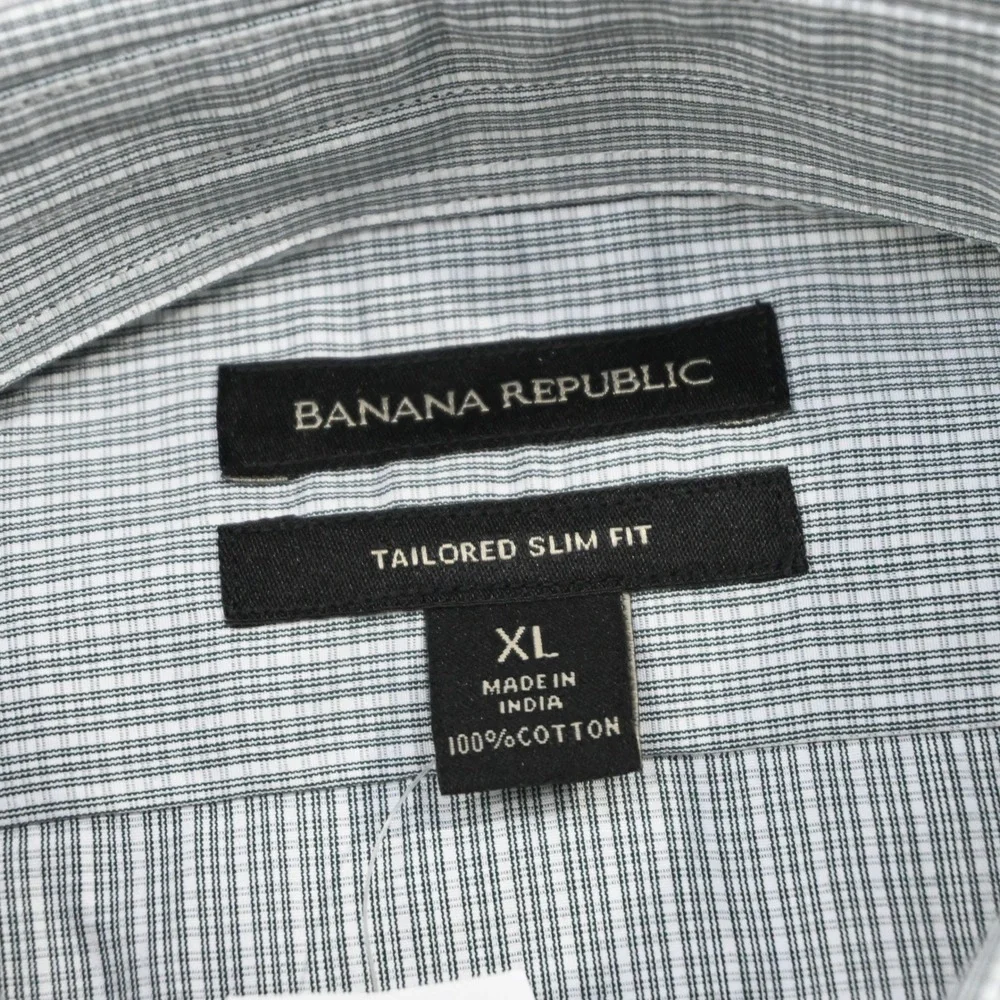 Banana Republic Button Down‎ Men XL NEW Tailored Slim Fit Plaid Long Sleeve